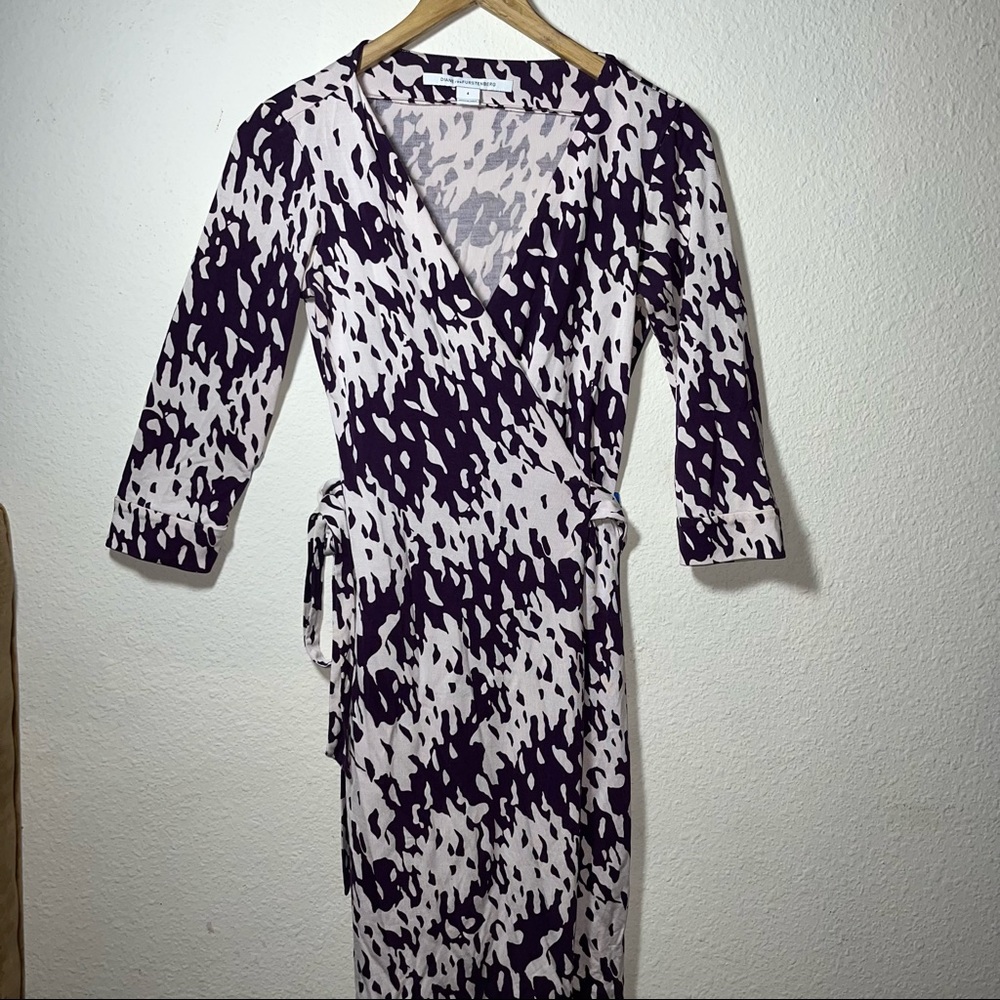 Diane Von Furstenberg Silk New Julian Two Silk Jersey Wrap Dress Size 4